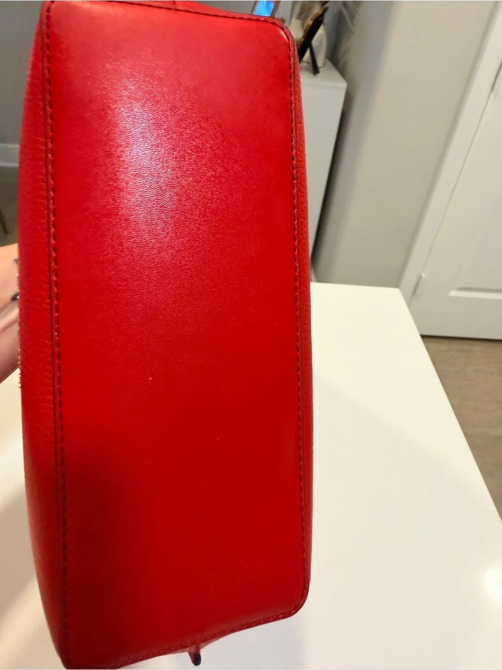Michael Kors Red Pebbled Leather Belted Satchel Small Crossbody Bag w/strap